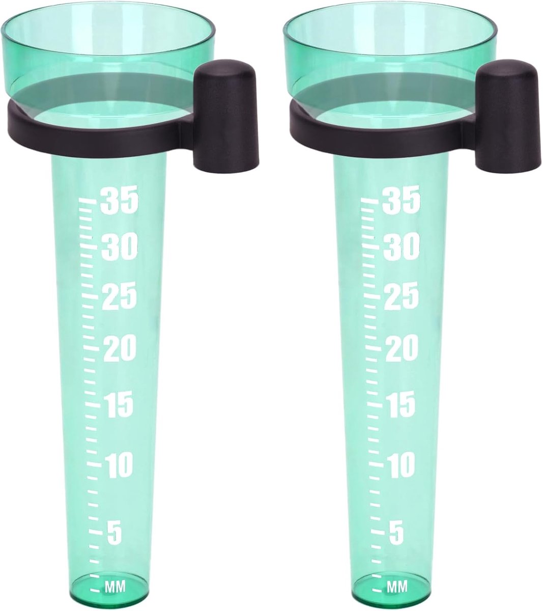 SnelShoppen - 2x Plastic Regenmeter voor Tuin en Groentetuin, Lichtgroen, Meet Neerslag, Accuraat, 24 cm Hoog, Ideaal voor Achtertuin, Tuin, Buiten
