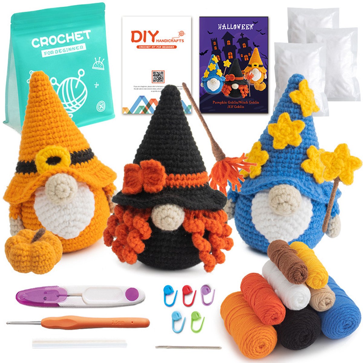 Ryoudavell -Halloween-stijlen - DIY Haakset voor Volwassenen - Haakpakket voor beginners - Haakpakket Dieren - Beginners haakset - Amigurumi haakpakketten(extra garen)