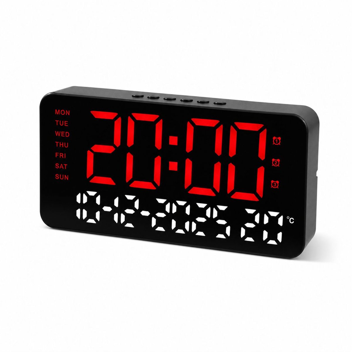 VHV-Digitale LED Wekker - Moderne Wandklok en Tafelklok met Groot Display - Stijlvolle Spiegelklok voor Slaapkamer en Kantoor