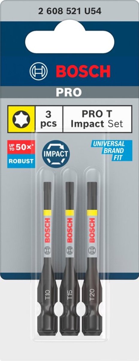 Bosch 3 PRO BITS IMPACT T10 T15 T20 55MM