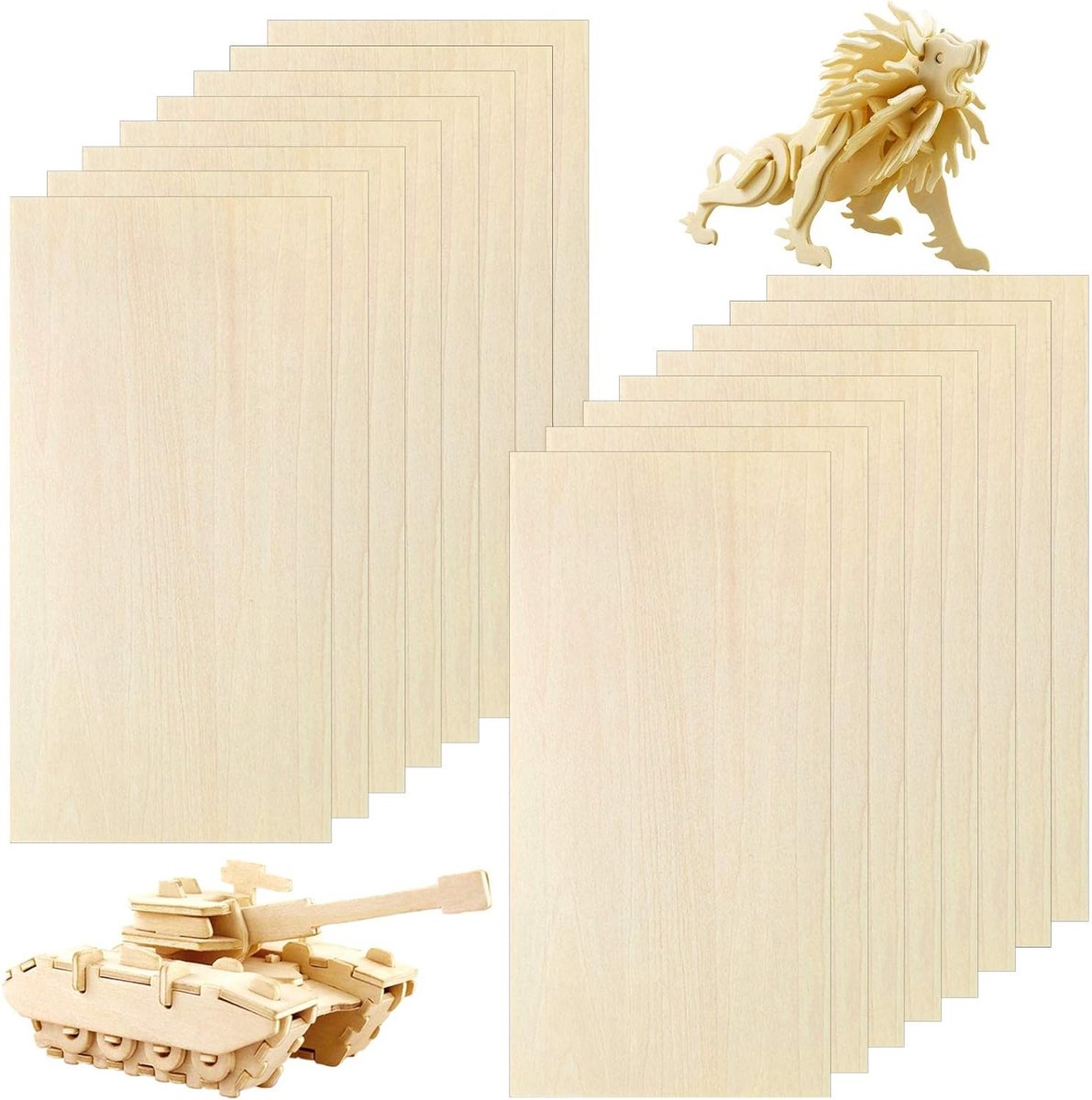 Lime Houten Panelen 150 x 100 x 2 mm, Set van 16 voor Creatieve Projecten, DIY Modellen en Kunstwerken