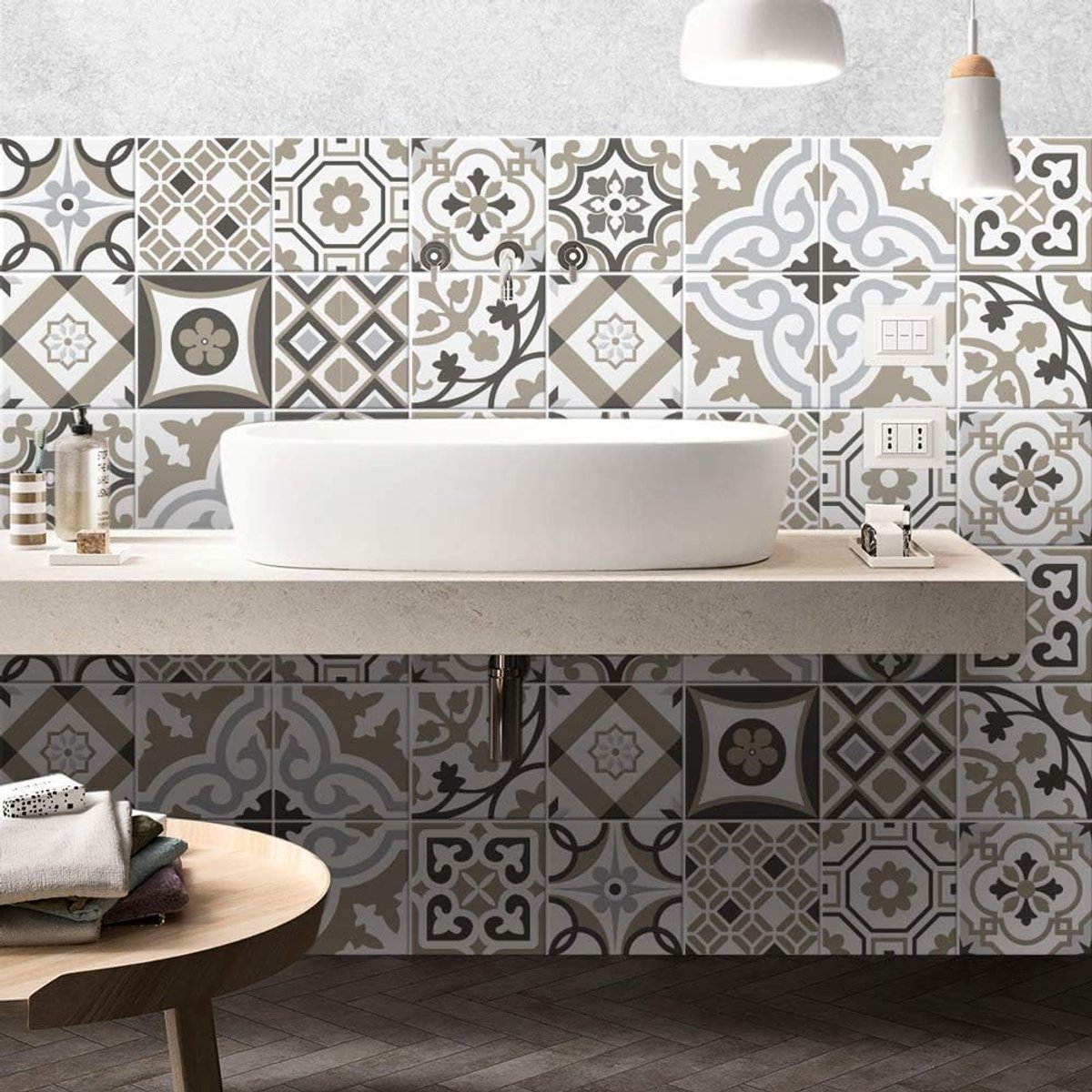 SnelShoppen - 24 Stuks Tegel Stickers Keuken en Badkamer 10x10cm - Waterdichte PVC Mosaïektegels in Azulejos Stijl - Makkelijk en Duurzaam