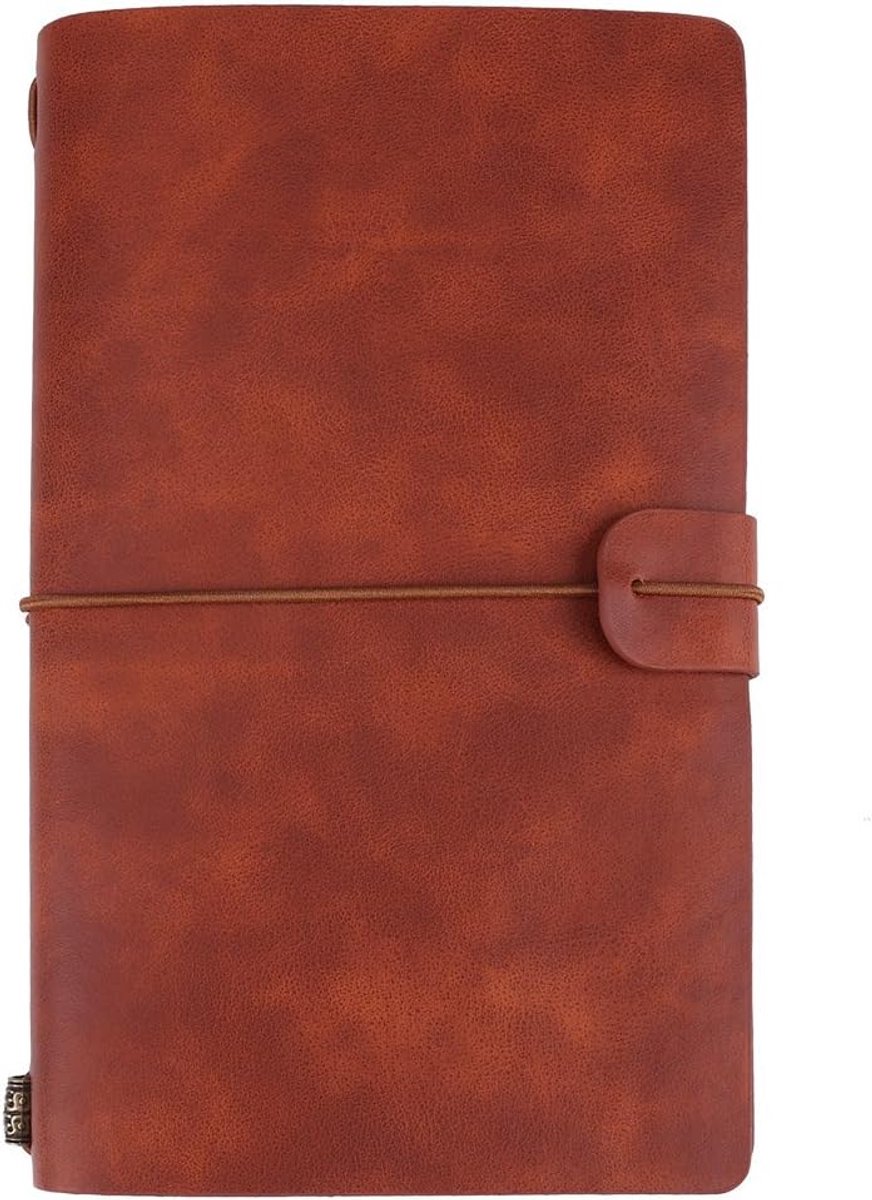 SnelShoppen - Travel Notebook PU Leer Bruin - Herbruikbaar Notitieboek - Persoonlijk Dagboek - Creatief Schrijfboek - Perfect voor Foto's en Tekeninge