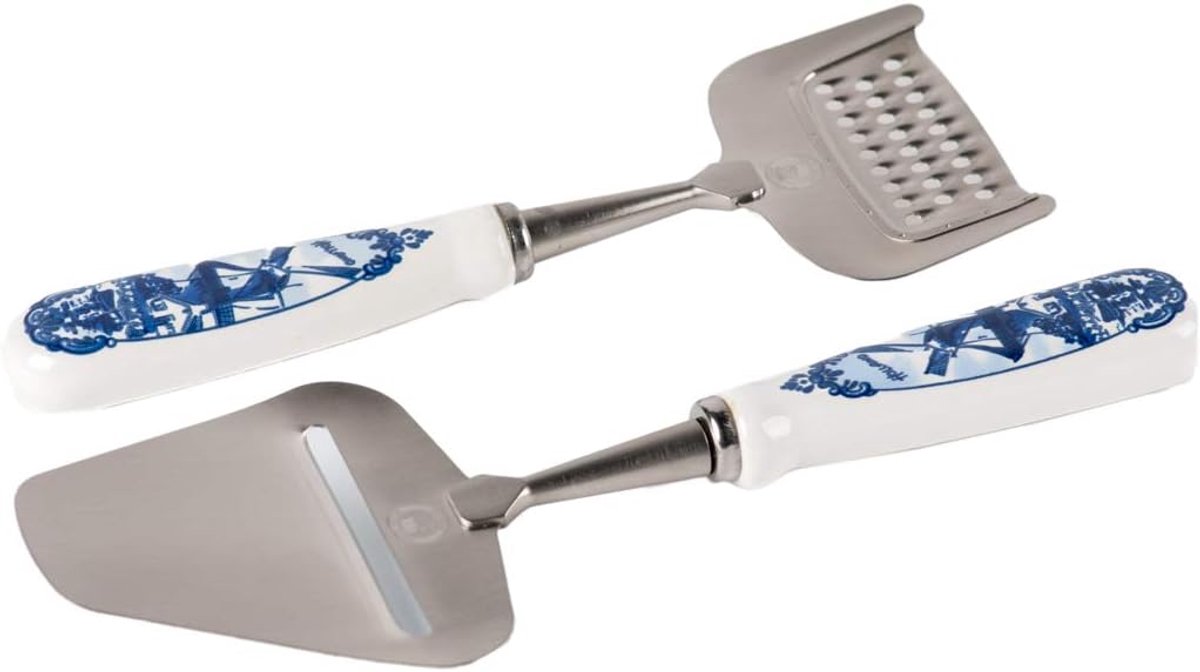 SnelShoppen - Giftset Delft Blue Kaasschaaf & Kaasrasp - Vers gesneden en geraspte kaas - Ideaal voor Feest, Keuken, Borrelplank - Hoogwaardige Materi