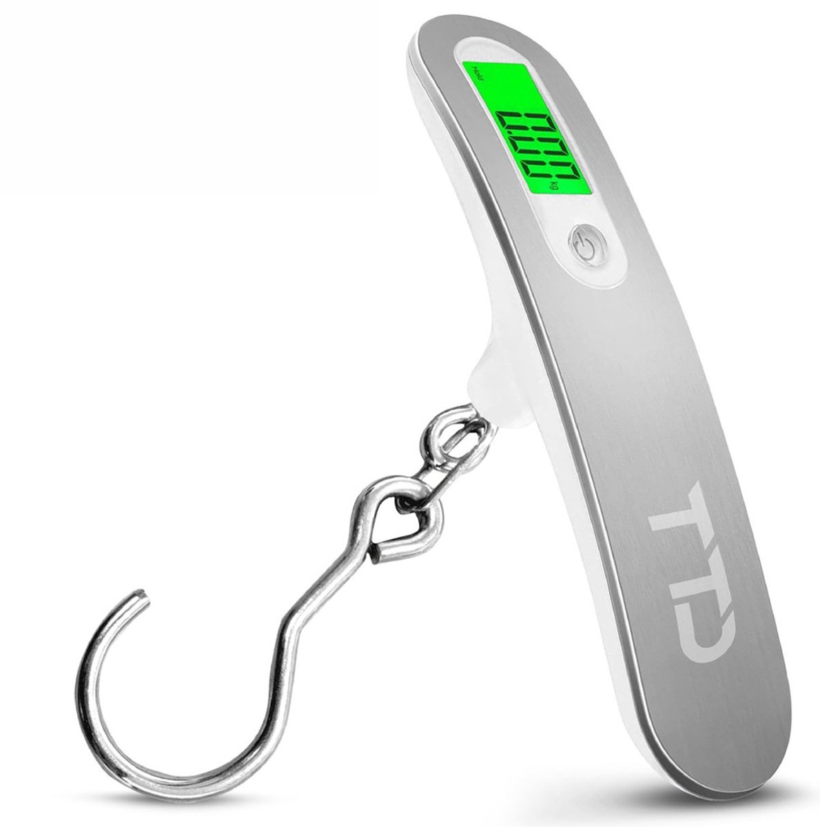 TTD® Kofferweegschaal met Haak en Verlicht Scherm - Weegcapaciteit 50 kg - Bagageweegschaal - Bagageweger - Hangweegschaal - Digital Luggage Scale - Kofferweger - Reizen met Vliegtuig - kg/g/lbs/oz - Inclusief Batterijen - Wit