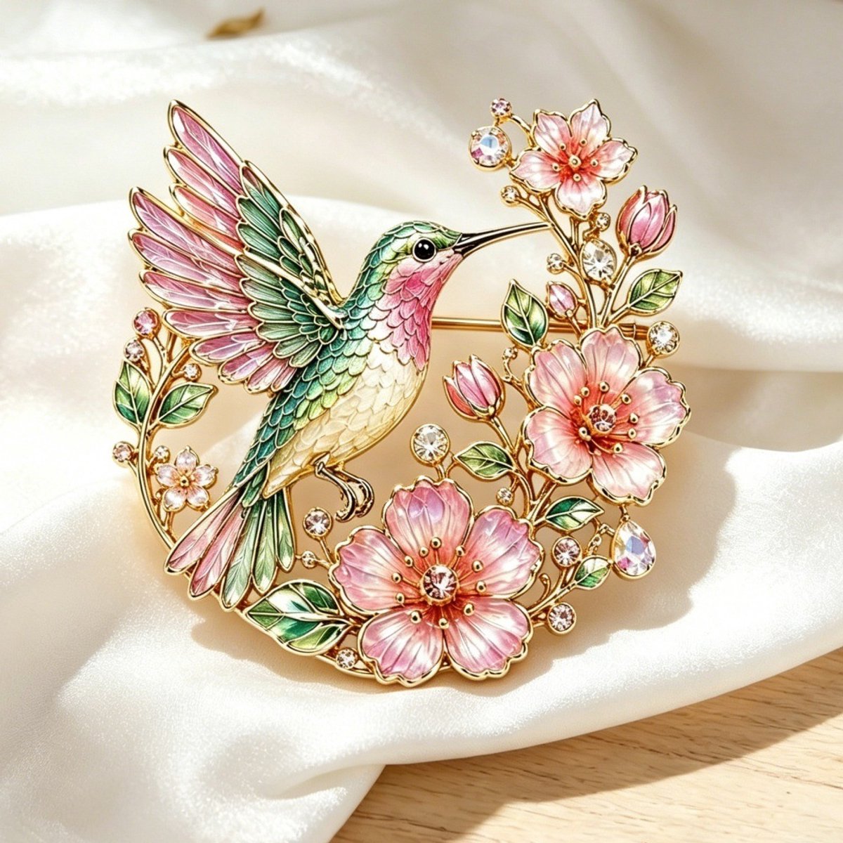 Namajunas - Broche - Elegante glanzende broche met emaille en kristalrand - Past goed bij een jas, pak, overhemd of sjaal - Accessoires voor dames - Metalen uitstraling - Een perfect cadeau om te geven, maar ook een mooi geschenk voor jezelf