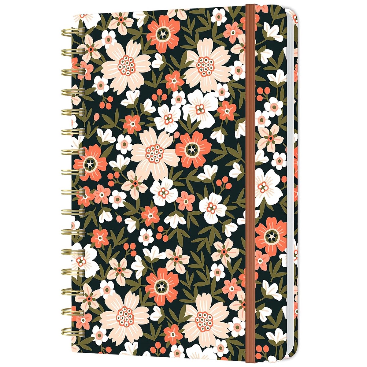 SnelShoppen - Huamxe Spiral Notebook Hardcover Lined Journal voor Vrouwen 14.5x21.3 cm, 160 Dikke Pagina's voor Schrijven, Journaling, Bloemen Design