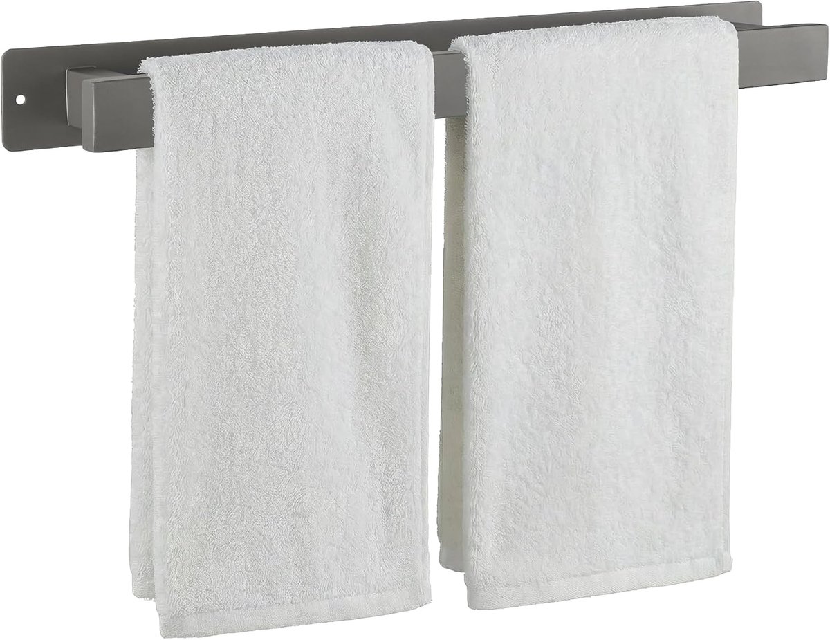 SnelShoppen - Badhanddoekhouder 16 Inch RVS Handdoekrek, Sterke Zelfklevende/Schoefbevestiging, Roestbestendig, Badkamer Keuken Towel Bar (Grijs)