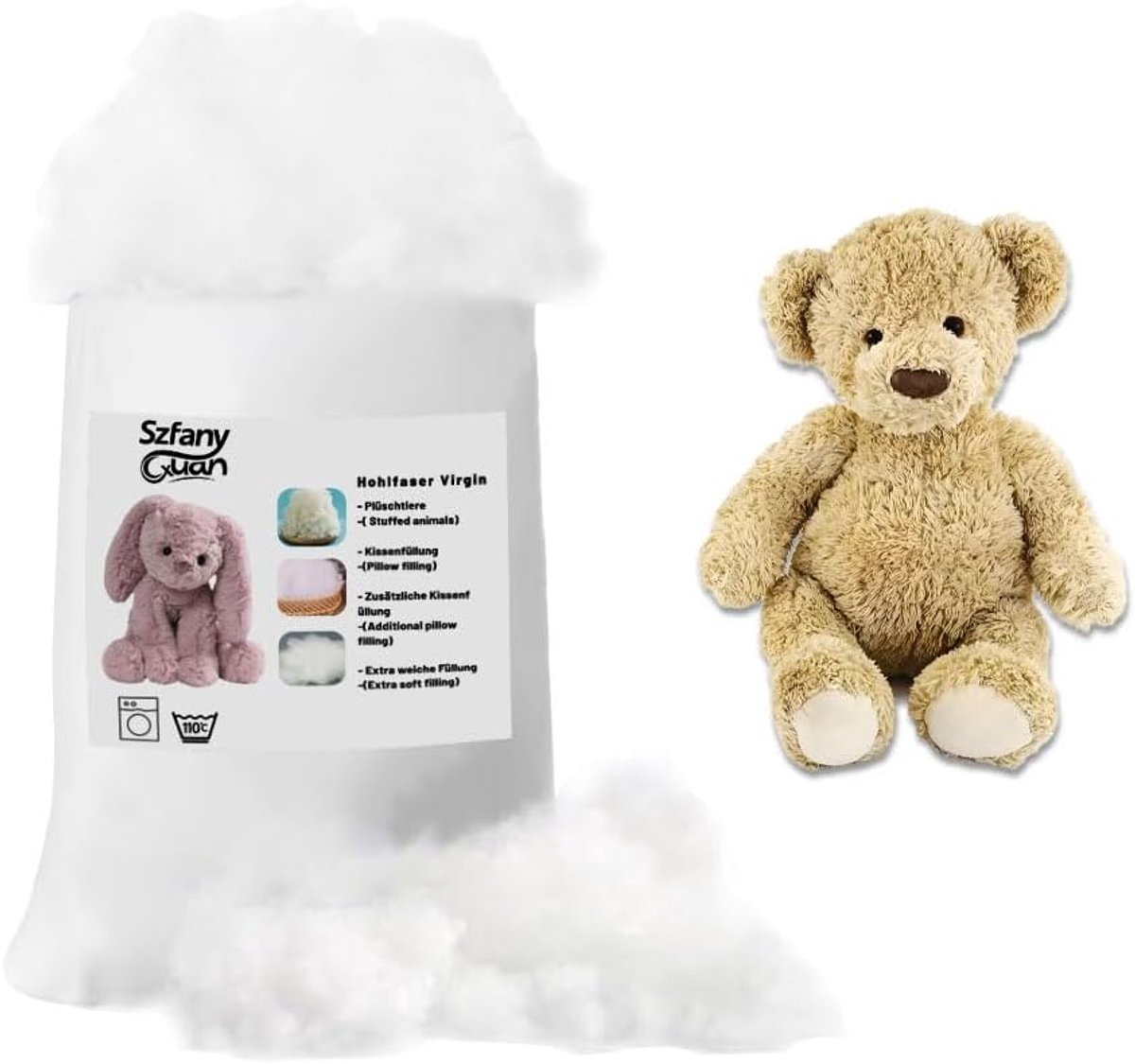 SnelShoppen - 1 kg Vulling Wadding - Hoogabsorberende Polyester Wadding voor Kussens en DIY - Oeko-Tex Gecertificeerd - Wasbaar tot 95 °C - Allergievr