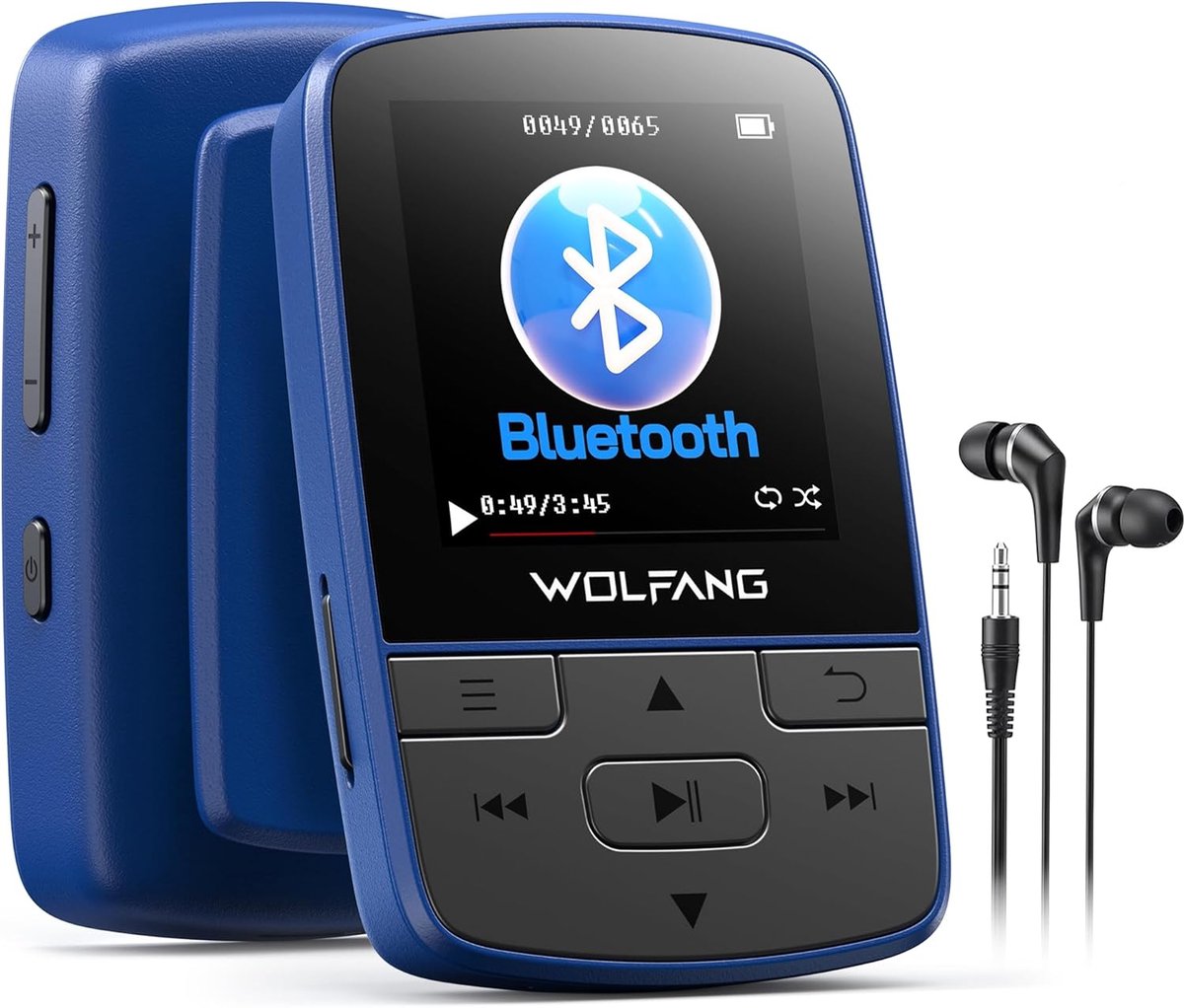 SnelShoppen - Mini MP3 Speler met Bluetooth 5.2, Sport Clip, 128GB Uitbreidbaar Geheugen, HiFi FM Radio, Voicerecorder, Inclusief Oordopjes - Blauw