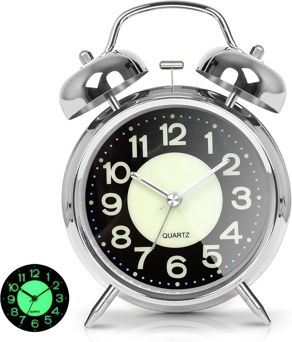 SnelShoppen - Extra Luide Desk Alarm Klok met Resonante Toon voor Zware Slapers - Batterij Aangedreven Metalen Hammer - Perfect voor Thuis, Kantoor en