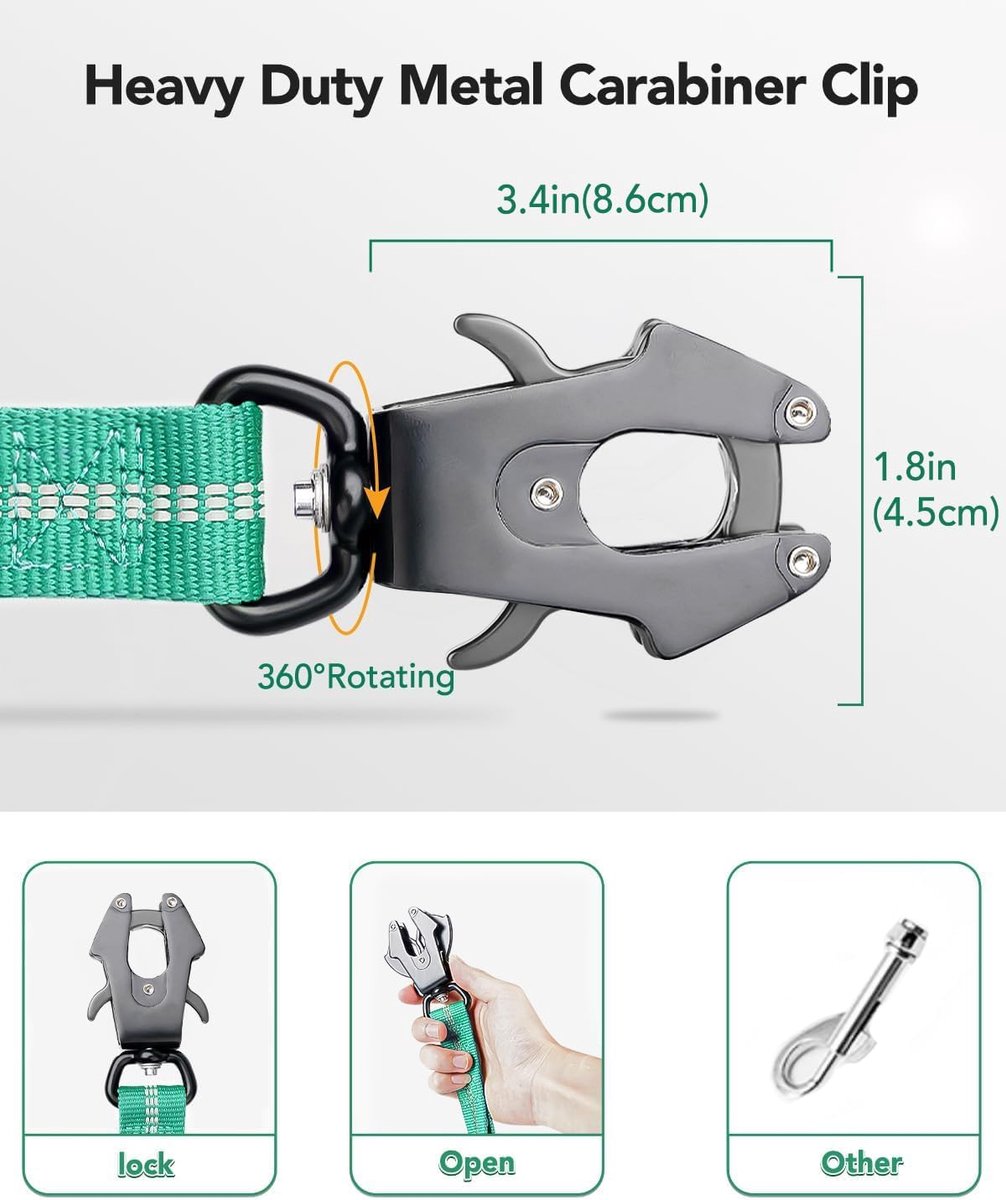 SnelShoppen - Tactical Dog Lead voor Grote Honden, Extra Sterk, 1.2-1.8m Bungee Leash met 2 Gevoerde Handvaten, Metalen Carabiner, Antipull, Perfect v