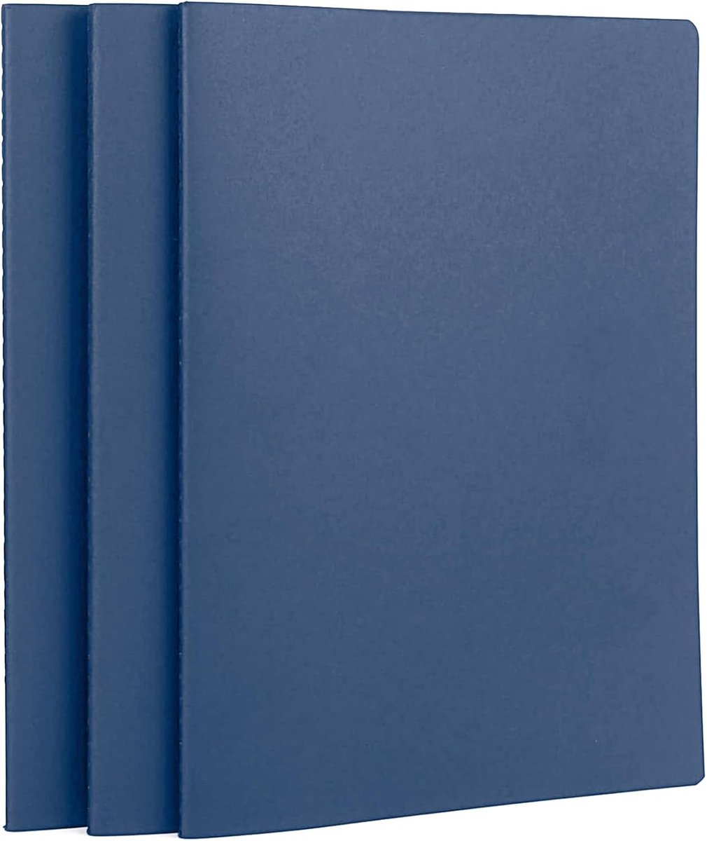 SnelShoppen - Notebook A4 Dotted 3-pack - Royal Blue 21x29,2cm - 100g/m² Papier - 80 Pagina's - Ideaal voor Notities, Reisdagen, School en Werk