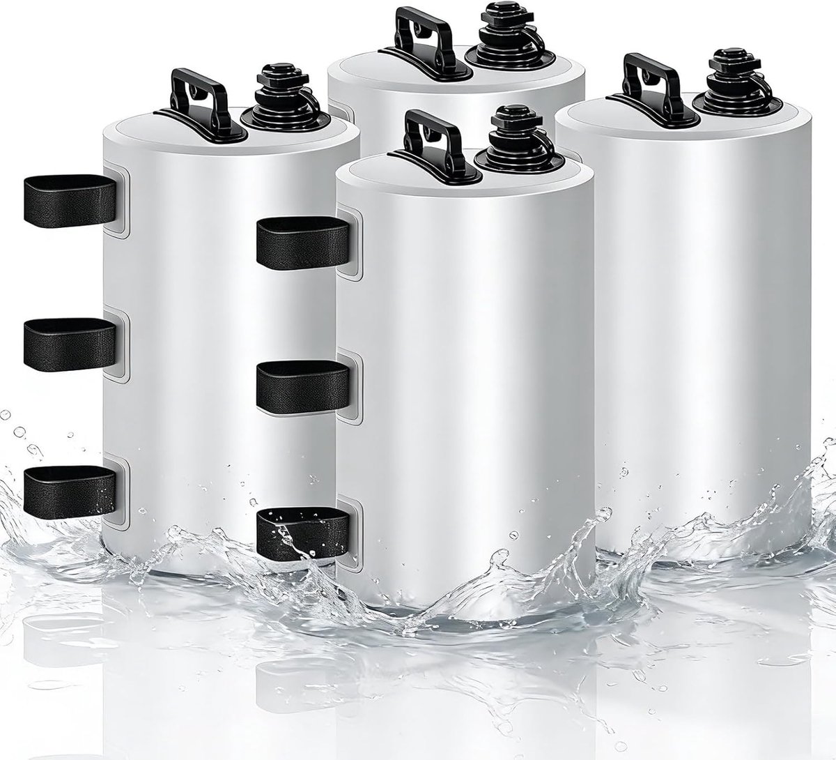 SnelShoppen - Gazebo Water Weight Bag, 4 Stuks, Windproof 10L Waterzak voor Pop Up Tent, Parasol en Tuinmeubilair, Wit, Stevige PVC, Handgemaakt
