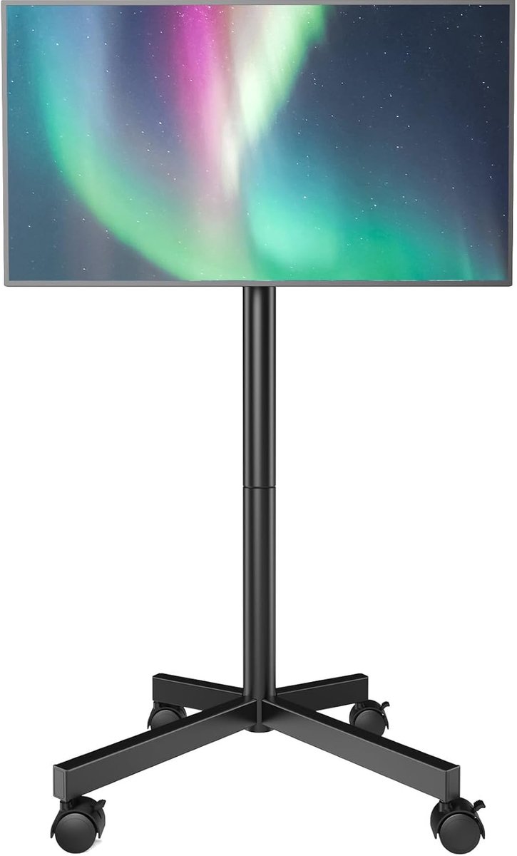SnelShoppen - Mobiele TV Stand met Wielen voor 23-60 inch LCD LED TV - Hoogte Verstelbare TV Houder - Draagbaar TV Statief voor Binnen en Buiten - Tot