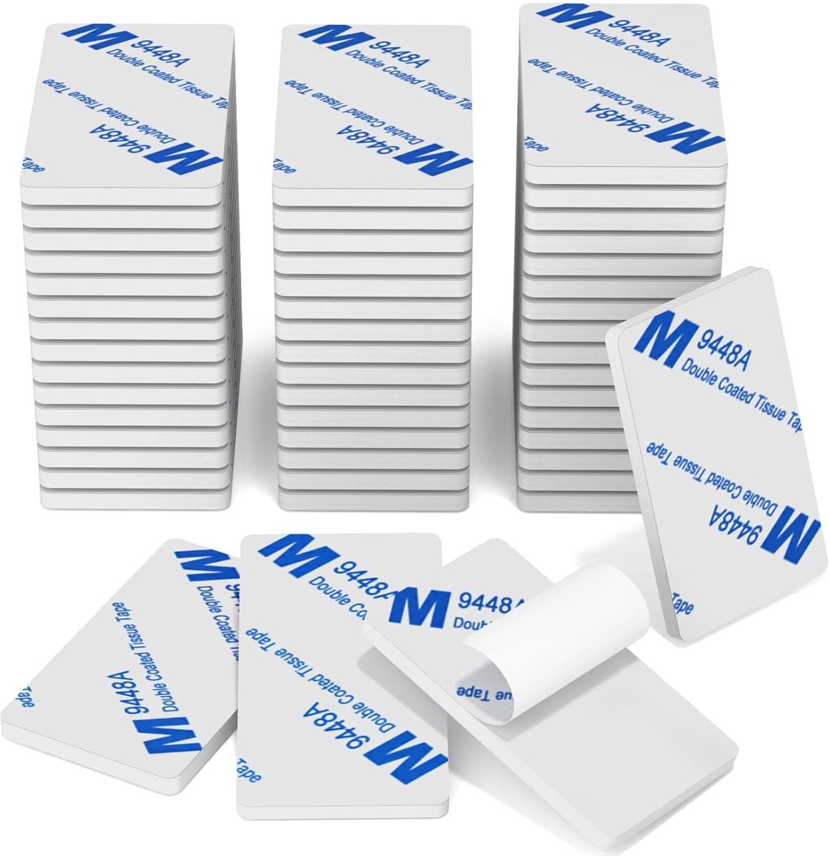 SnelShoppen - Double Sided Tape Extra Strong - 50 Stuks Dubbelzijdige Plakkers - Zelfklevende Tape voor Thuis en Kantoor - Sterk, Wit, Rechthoekig, EV