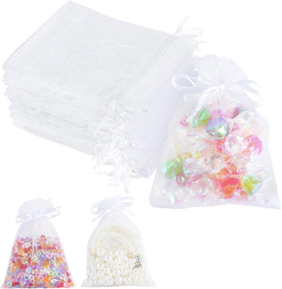SnelShoppen - 100 Organza Zakjes 9x12 cm - Geschenktasjes met Trekkoord - Ideaal voor Feest, Bruiloft, Cadeaus, Reizen - Luxe Transparante Tassen