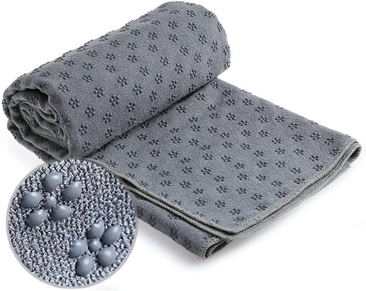 SnelShoppen - Microfibre Yoga Towel, Non-Slip Dowel Towel, Yoga Mat Trailer, Fitness Sports Cloth, 183x61 cm, Grijs, Ideaal voor Yoga en Fitness
