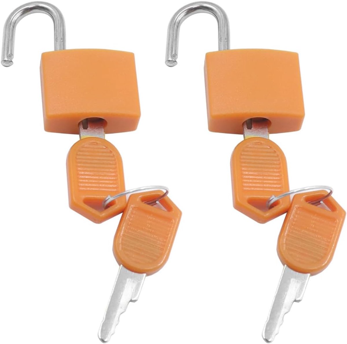 SnelShoppen - 2 Stuks Kofferslot met Sleutel - Compact Bagageslot voor Koffers, Laptoptassen, Laden en Gymnastiekkasten - Oranje - Ideaal voor Reizen