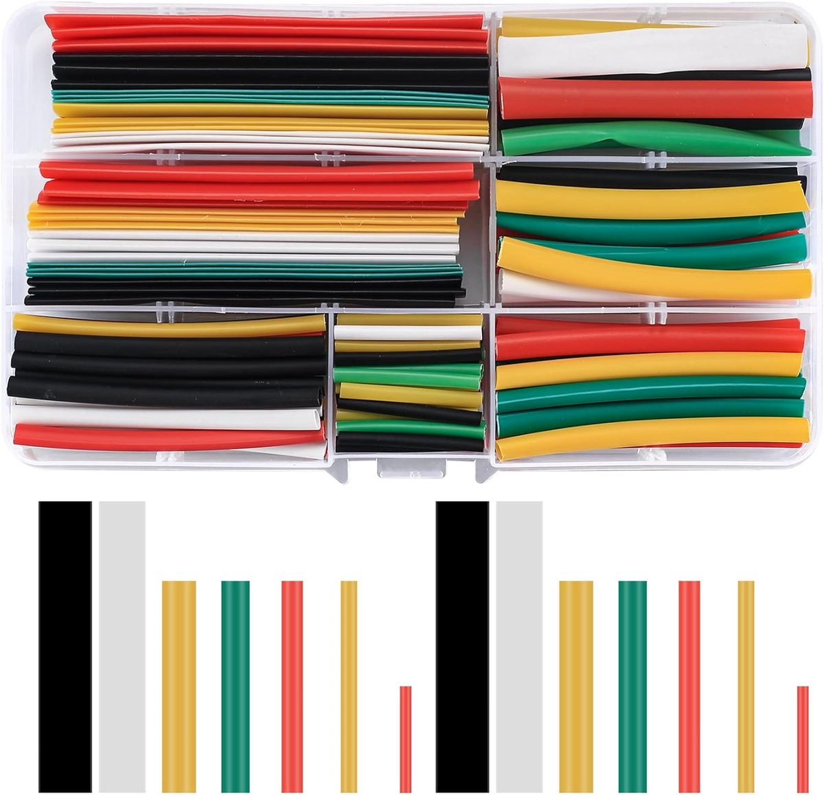 SnelShoppen - Heat Shrink Tubing Set 140 Stuks, 2:1 Krimpverhouding, Waterdichte Krimpbuizen in 7 Maten en 5 Kleuren voor Elektriciteit, Doe-Het-Zelf