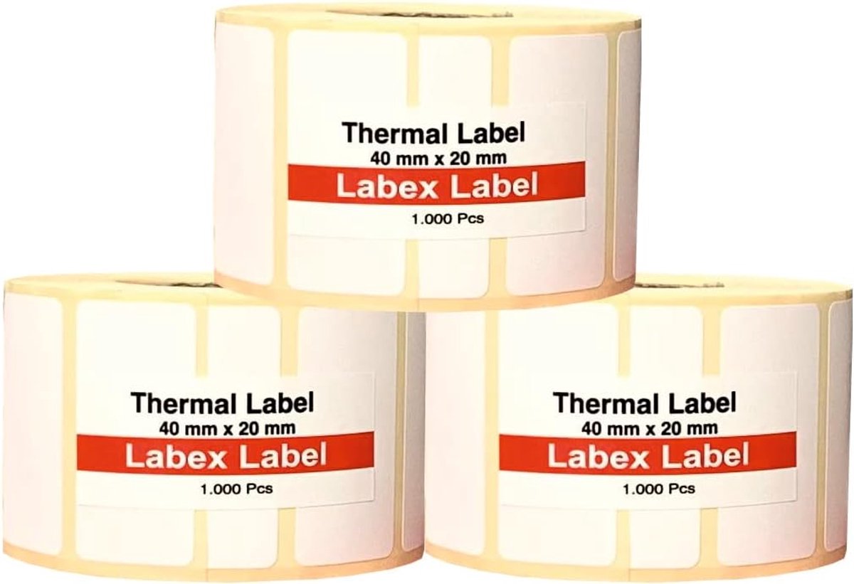 SnelShoppen - Thermal Labels 40x20mm op rol - 3000 Zelfklevende Prijslabels - Geschikt voor TSC Godex - Zonder Ribbons - Ideaal voor Retail en E-comme