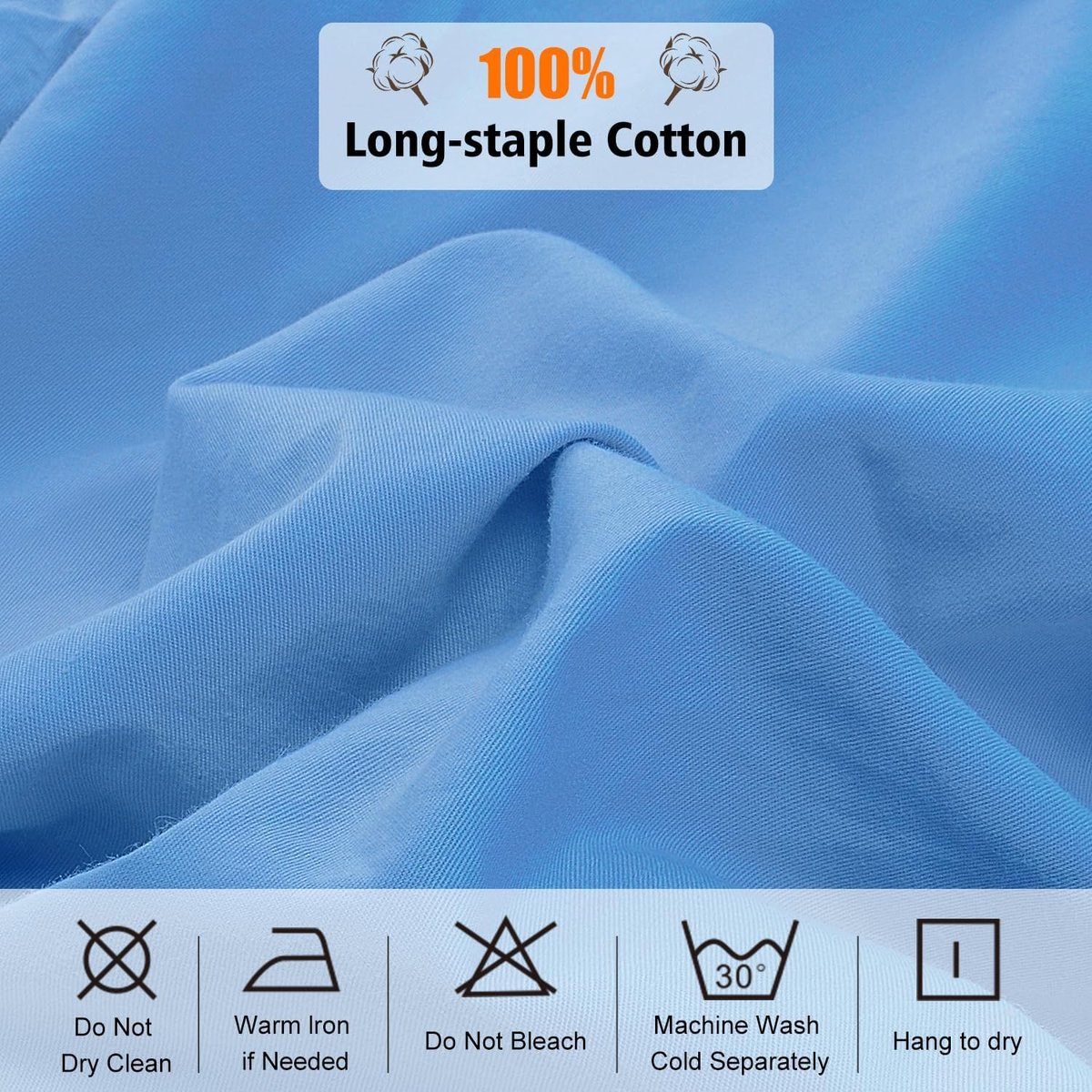 SnelShoppen - Fitted Sheet 140 x 200 cm - 100% Katoen - 300 Draadcount - Ademend en Zacht - Lichtblauw - Perfect voor Bedden en Logeerpartijen