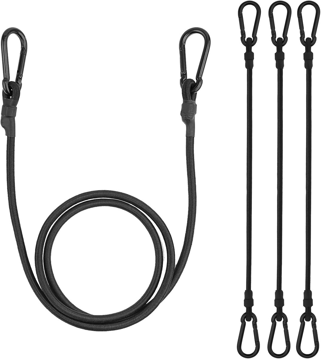 SnelShoppen - Tension Rubber met Carabiner, 150 cm Expander, 4-Piece Bagage Tensioner, Hoog Elastisch Latex Rubber met Haken voor Bagage, Fietszeil, T