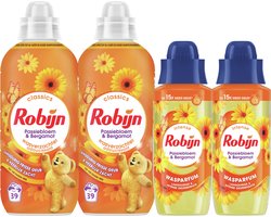 Robijn Perfecte Match Wasverzachter en Wasparfum Pakket - Passiebloem & Bergamot - 4 stuks - 2 x 39 wasbeurten + 2 x 342ml - Voordeelverpakking