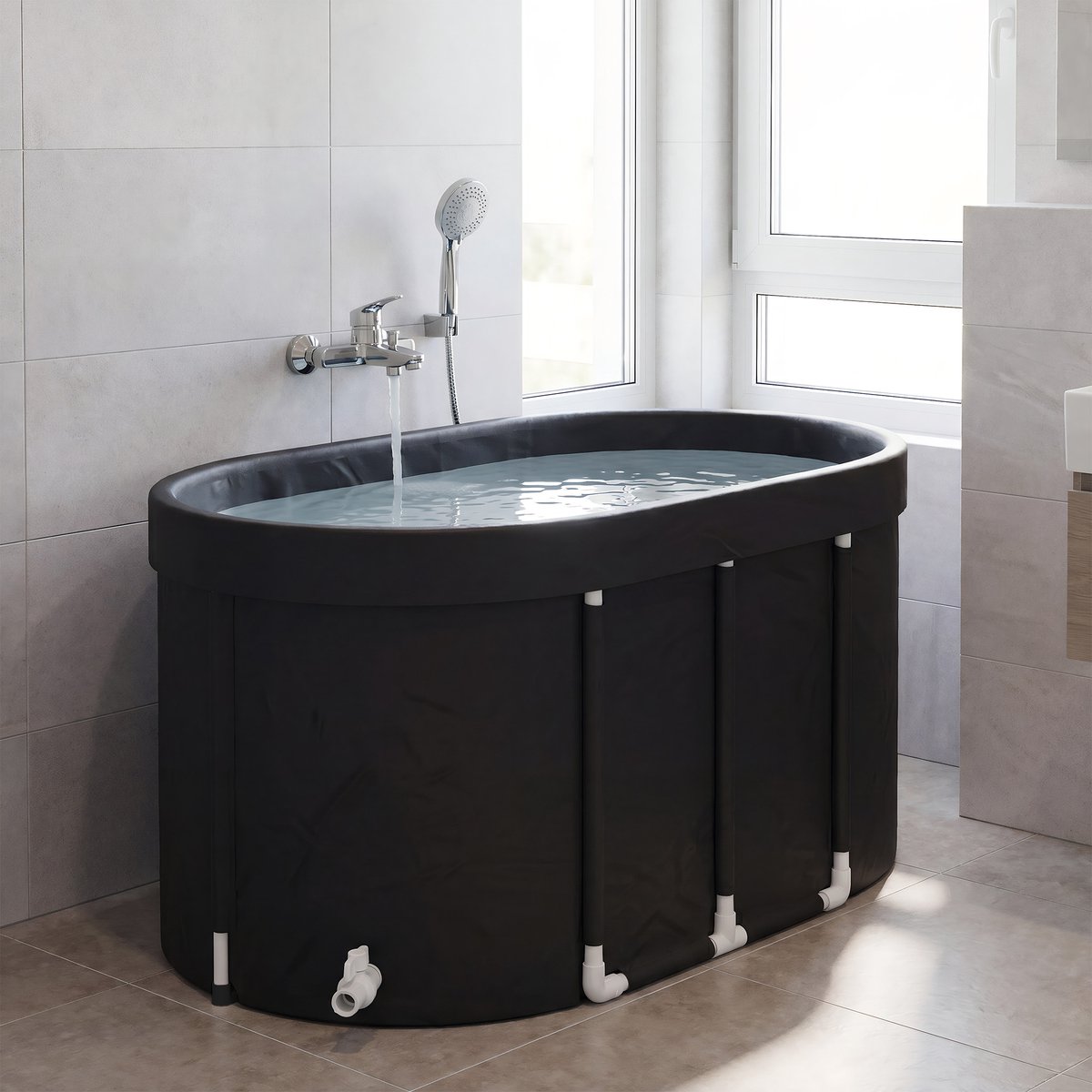 Froadp 115×68×66cm PVC opvouwbaar ijsbad Groot opblaasbaar ijsbad voor thuis en buiten