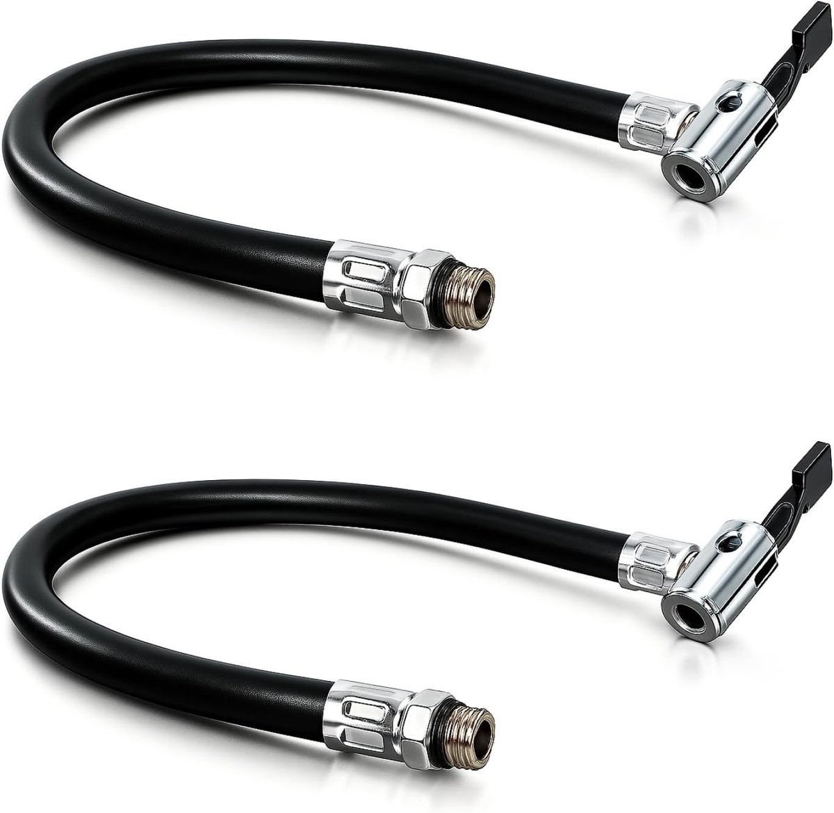 SnelShoppen - Tyre Filling Hose Set van 2 - 38 cm Flexibele Vervangingsslang voor Bandenpomp, Geschikt voor Auto's, Fietsen en Motoren met Snelle Kopp