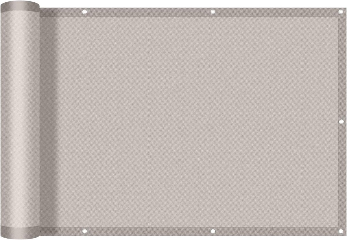 SnelShoppen - Balkonafscherming 90x800cm Waterdichte Privacy Screen Opaque Balkonrand Met Oogjes Windscherm UV Bescherming Taupe Voor Tuin, Balkon, Te