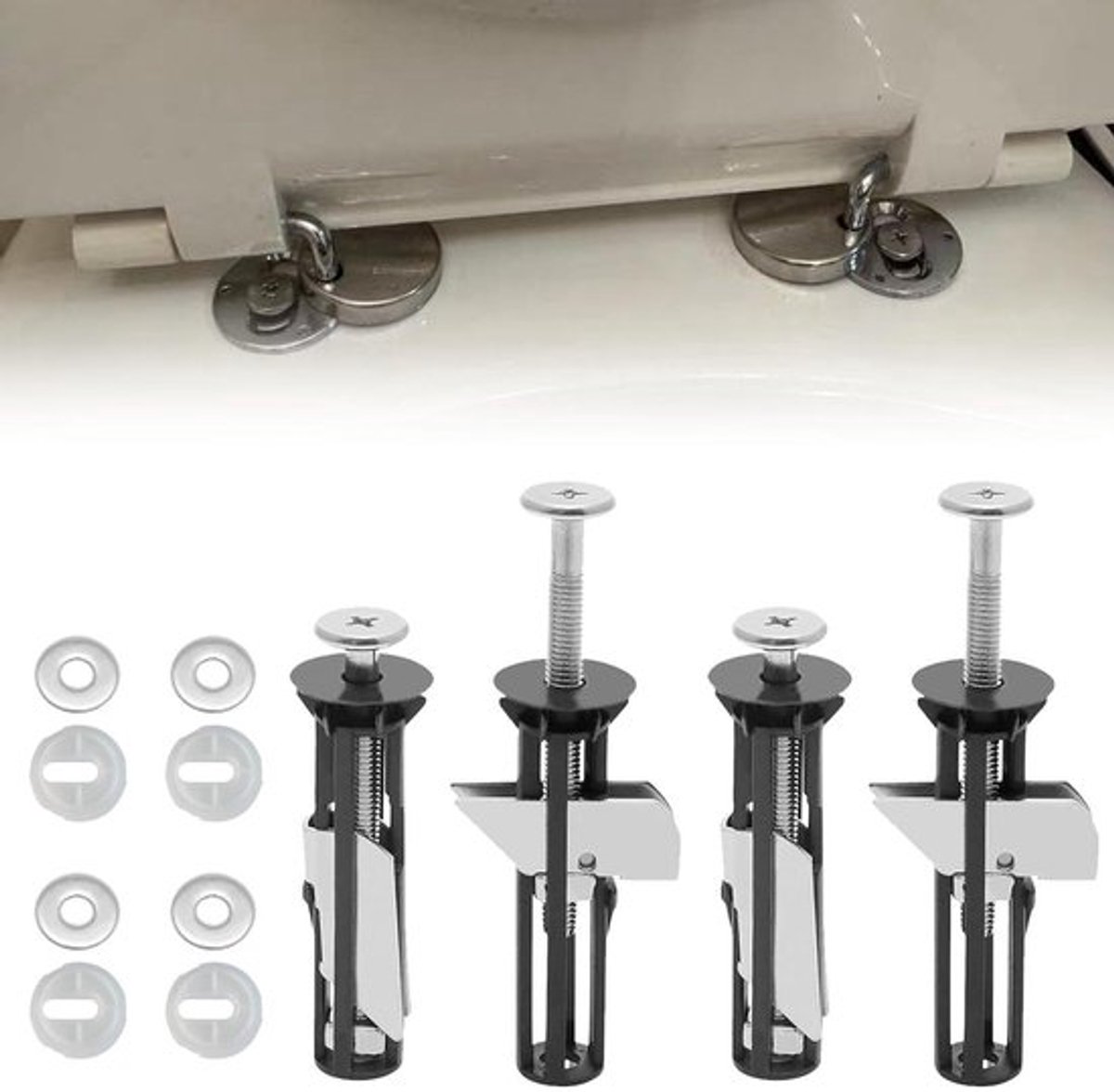 Toiletbril bevestigingsbouten - set van 4, roestvrijstalen wc-bril schroeven
