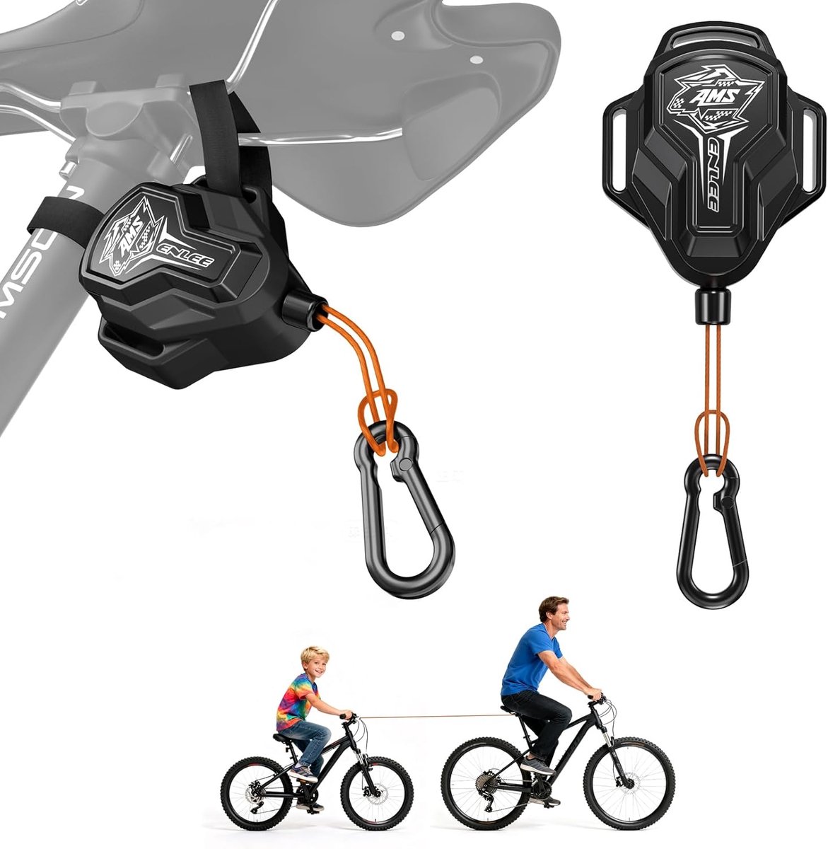 SnelShoppen - 2,5 m Sleeptouw Fiets Kinderen - Trekkoord Intrekbare Riem - Voor Alle Fietsen - MTB E-bike Mountainbike - Elastische Lijn Accessoire -