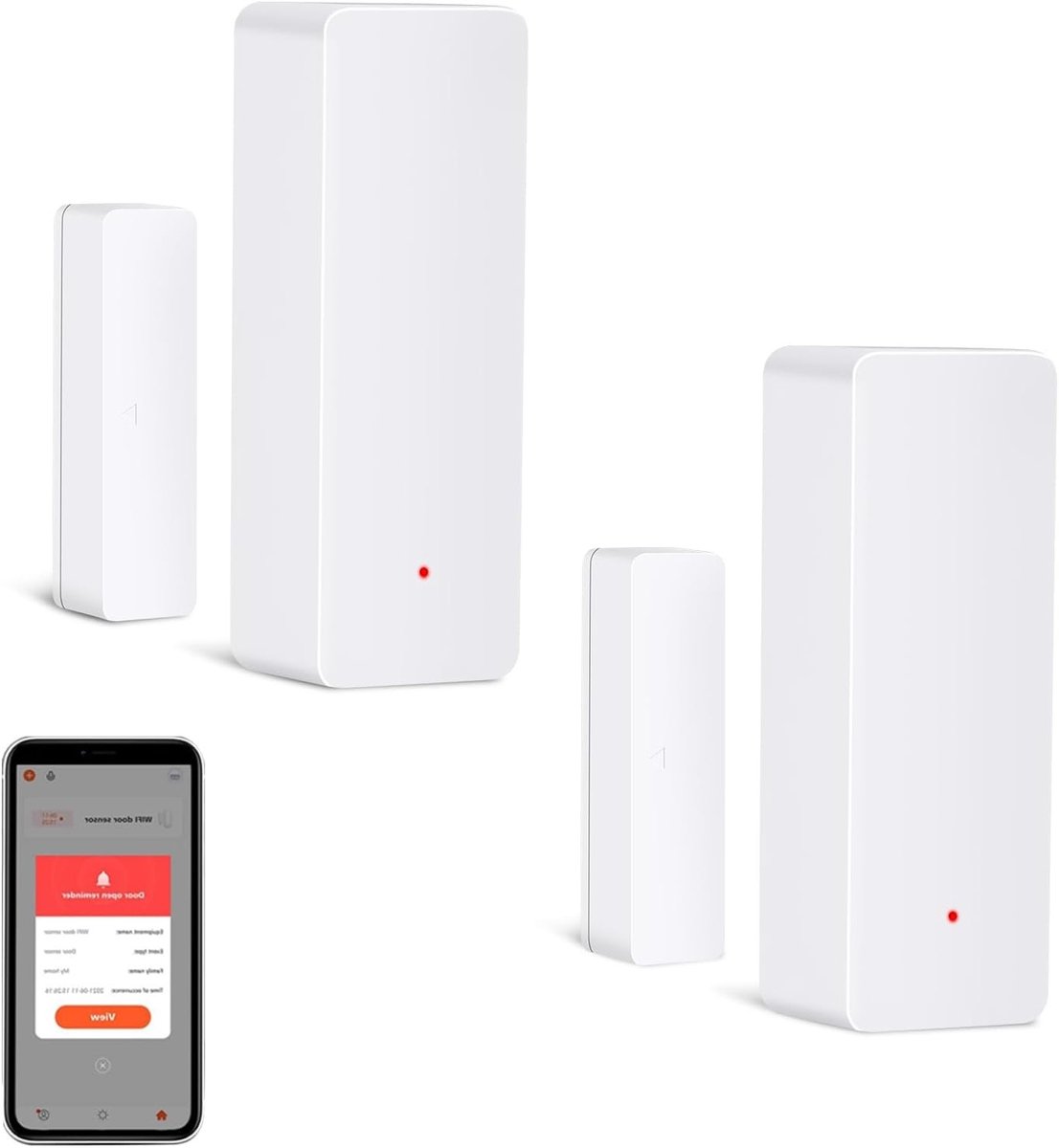 Intelligente Draadloze Deursensor met Real-Time Meldingen, Eenvoudige Installatie en Compatibiliteit met Alexa en Google Assistant - Set van 2