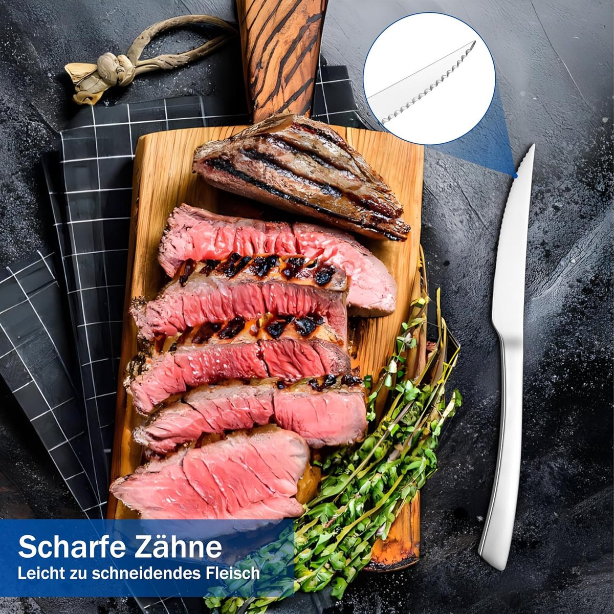SnelShoppen - Steakmessen Set van 12 Stuks, Hoogwaardige RVS Tafelmessen met Serrated Edge, 23 cm, Glanzend Polijst, Perfect voor Thuis, Restaurant en