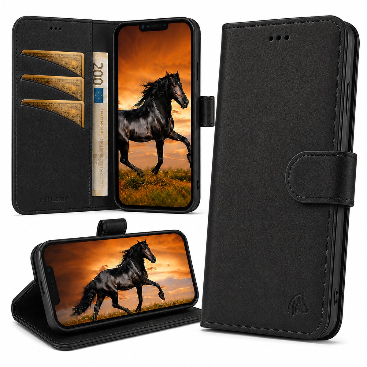 Pulledro geschikt voor iPhone Air BookCase - Echt Leer - RFID - Rustic Black