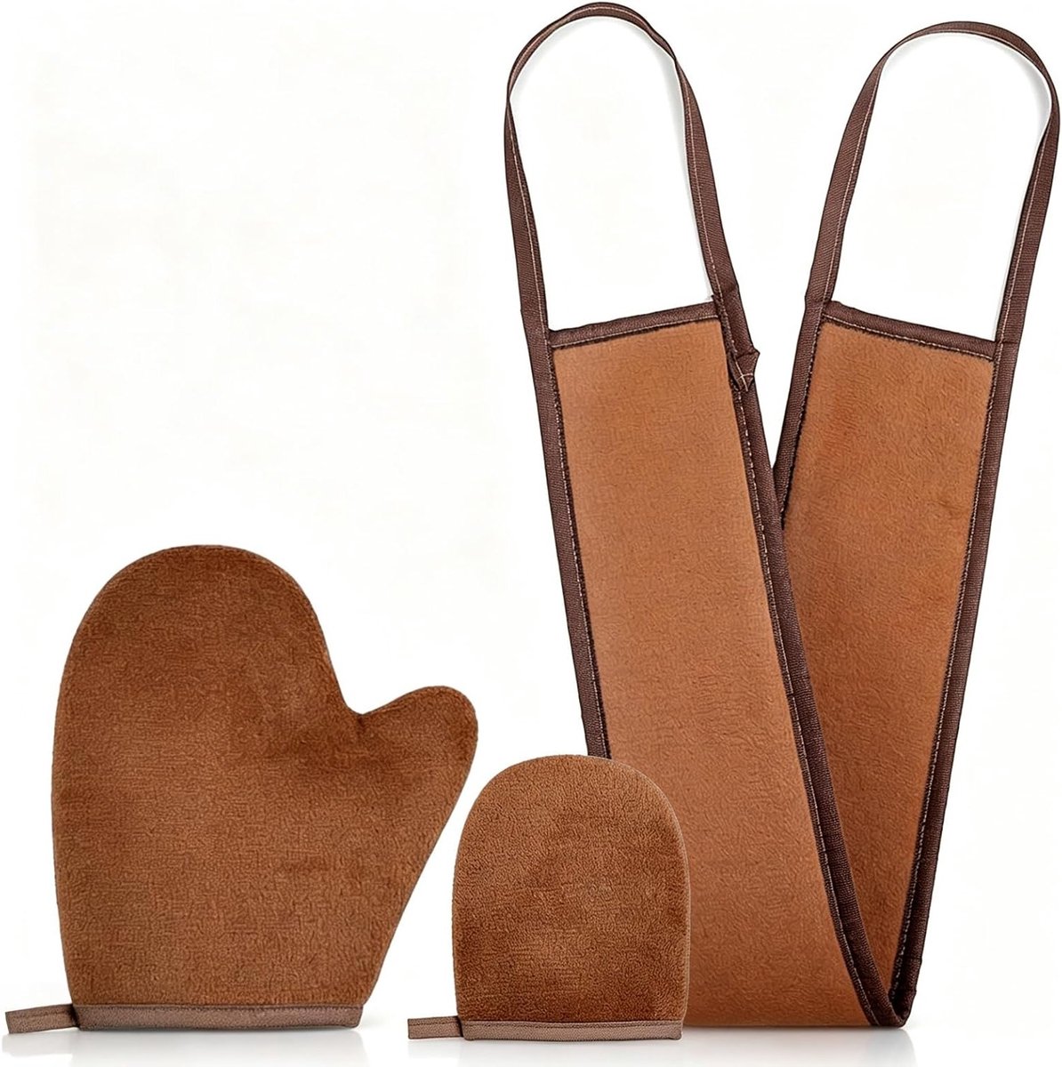 Applicator Set voor Zelfbruiner met 3 Stuks - Dubbelzijdige Handschoenen, Wasbare Mini Gezichtshandschoen voor Mannen en Vrouwen, Perfect voor een Egalige Bruine Huid