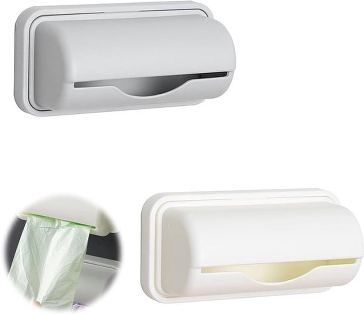 Tassendispenser 2 Stuks - Aan de Muur Gemonteerd - Zelfklevende Organizer - Geschikt voor Keuken/Badkamer - Hoogwaardig ABS-Materiaal - 15 x 6,5 cm - Zakdispenser