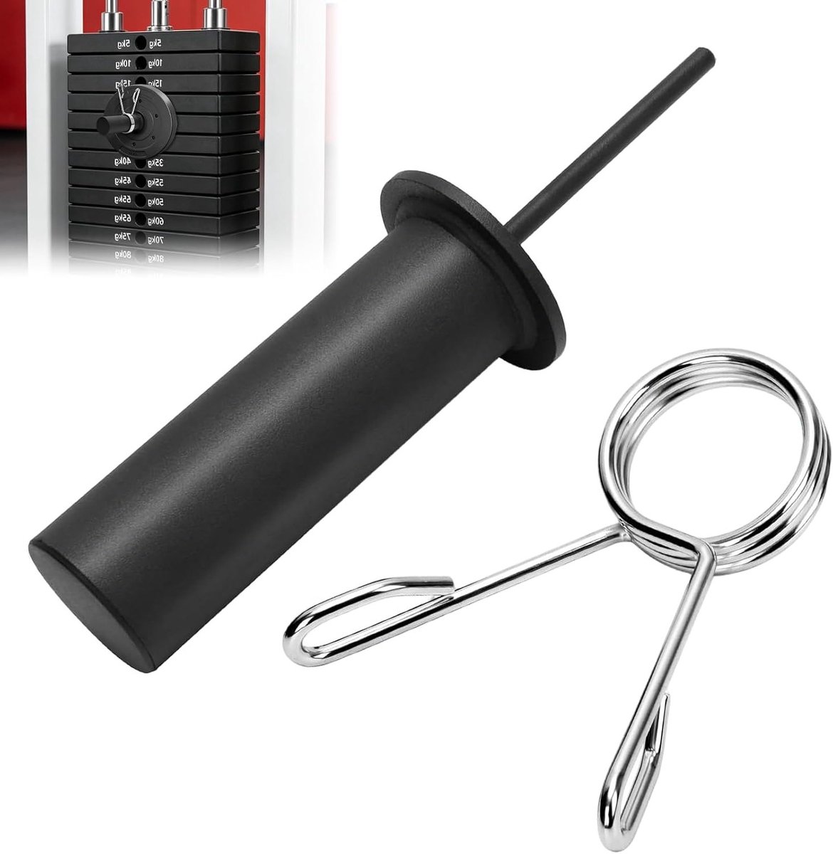 Extra gewicht pin voor sportschool, gewichtsstapel pin met veerclip, 10 mm diameter, 110 mm lengte, ideale training accessoire voor krachttraining en fitness thuis