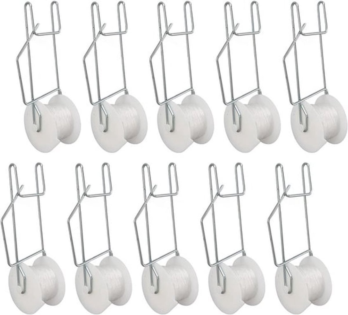 10 Stuks 15 Meter Tomatenrol Haken, Gegalvaniseerd Staal Draad en PP Touw voor Klimgewassen zoals Komkommers, Loofah en Druiven