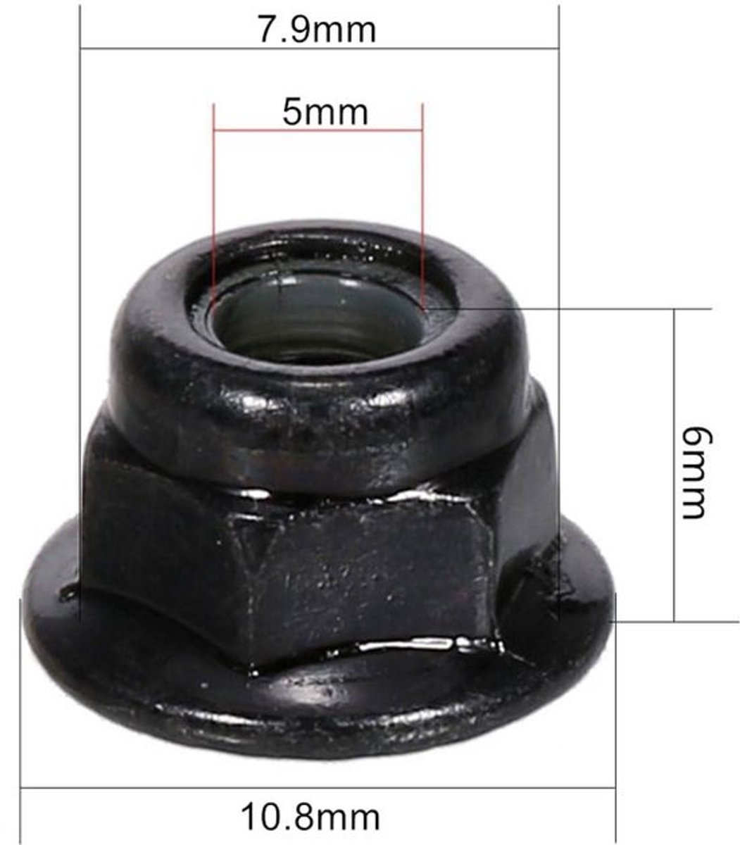 Borgmoer Assortiment - 10 stuks zwart geanodiseerd M5 nylon zeskant inzetstuk zelfborgende moeren - Aluminiumlegering - Handige set voor diverse toepassingen