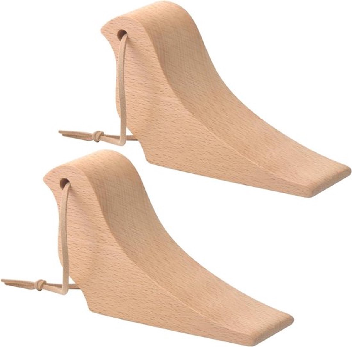 Set van 2 antislip deurwiggen in vogelvorm met koord voor alle deuren - Voorkomt deur dichtslaand - Grijs en wit - Thuis en kantoor gebruik