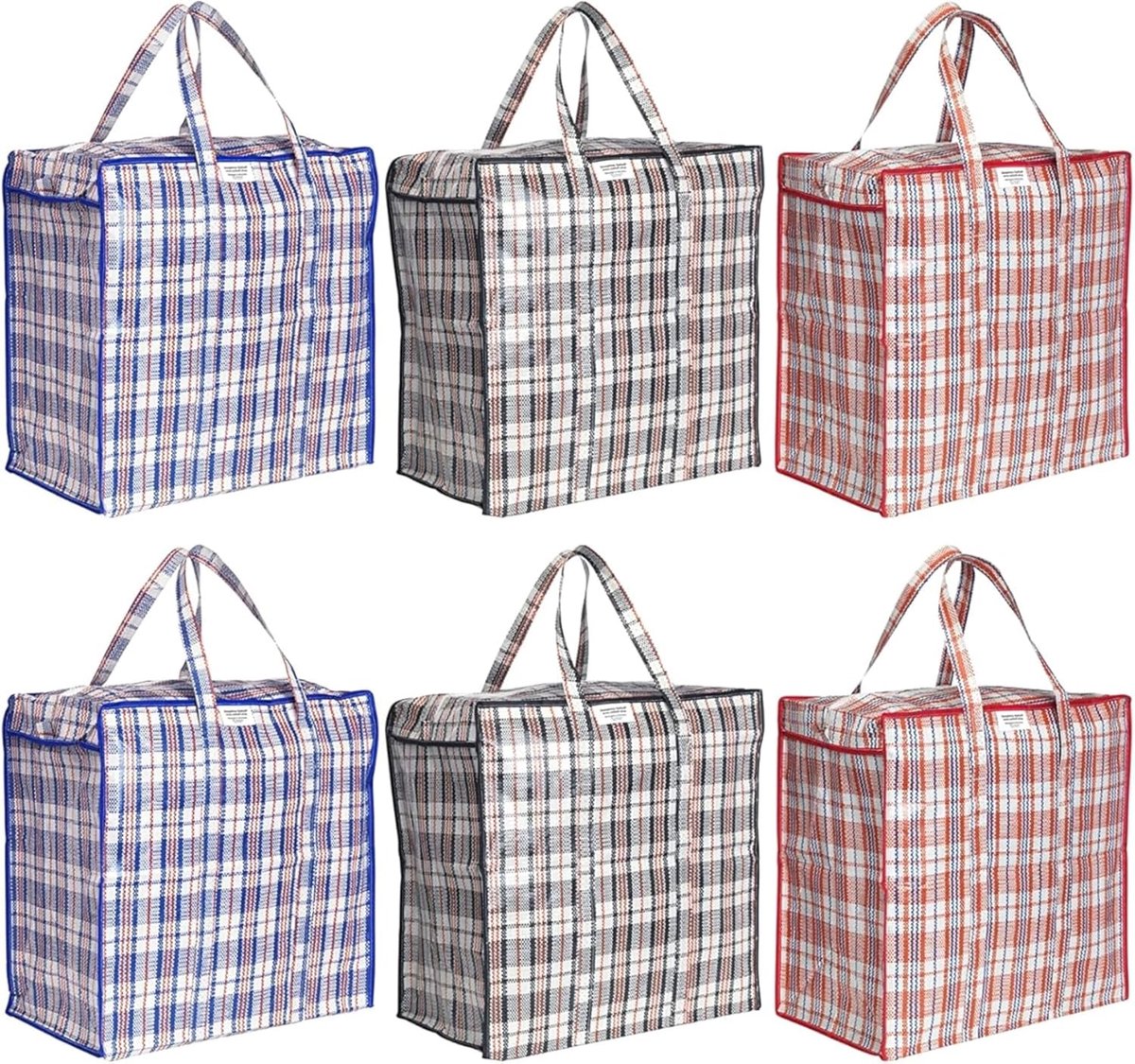 SnelShoppen - Unisex heavy duty waterdichte opslagbox en verhuisdozen – 75L, 20kg belasting, duurzaam met ritssluiting, 6-pack in diverse kleuren voor