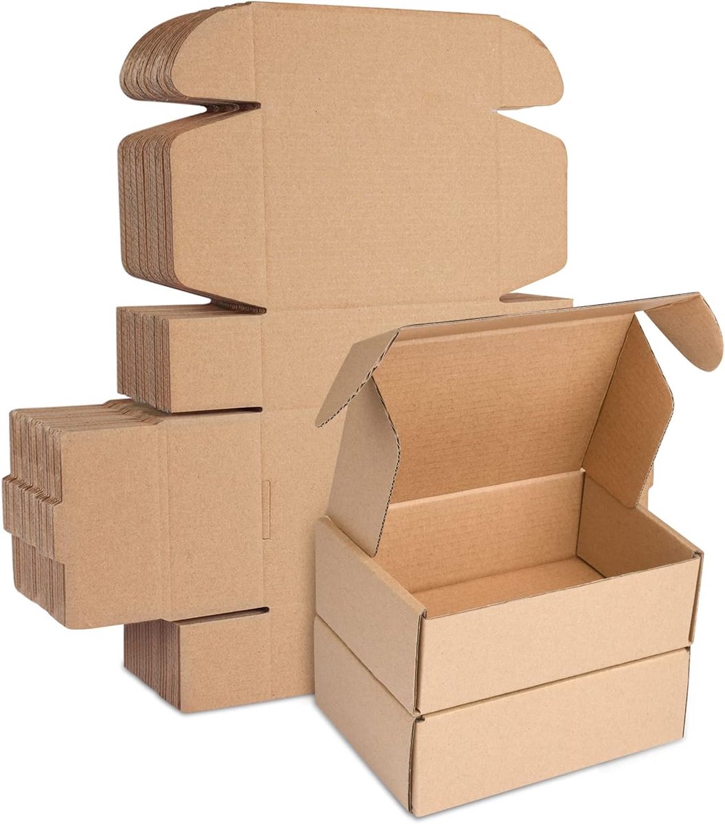 SnelShoppen - 25 Stuks Corrugated Cardboard Verzending Dozen 150x100x50mm - Stevige Verpakkingsdozen voor Post, Opslag, Cadeaus, Eco-vriendelijk en Re