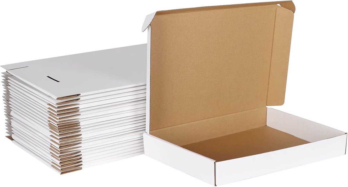 SnelShoppen - Pack van 25 Maxi Briefdozen 350 x 250 x 50 mm Wit, DIN A4 Verzenddozen voor DHL, DPD, GLS, Hermes, Boekenverzending, Cadeauverpakking