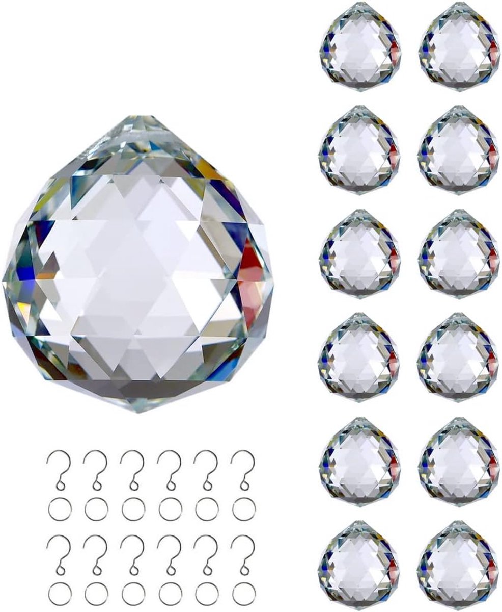 SnelShoppen - 12pcs Crystal Ball Prism Suncatcher 40mm Glas Hangende Decoratie voor Chandelier, Regenboog Effect, K9 Kristal Glas, Perfect voor Feest