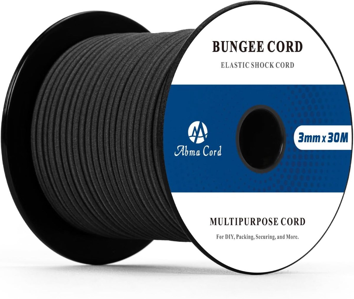 SnelShoppen - Bungee Cord 3mm 30M Elastische Touw Tension Rope voor Camping, Tarpaulin, Trailer, Rugzak, Tent, Kayak - Zwart