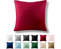 SnelShoppen - Alreya Kussenhoes 50x50 cm - 100% Katoen Renforcé - Hypoallergenisch - Rood - Met YKK Rits - Voor Binnen en Buiten - Perfect voor Elk Se