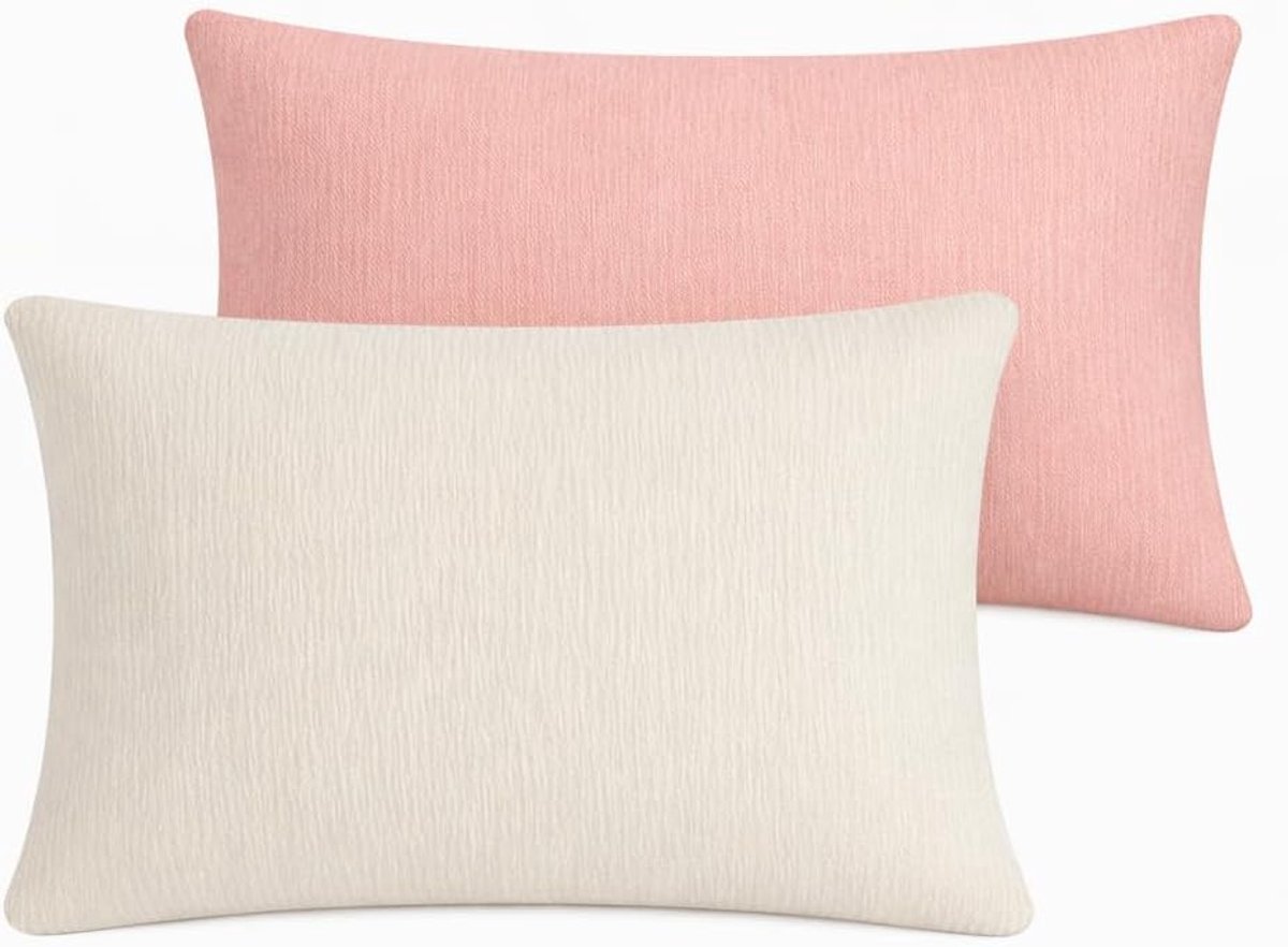 SnelShoppen - Kinderkussenhoezen - 2 Stuks Baby Kussen Covers 40x60 cm - 100% Katoen - Geschikt voor Babybed Accessoires - Unisex - Donsroze en Licht