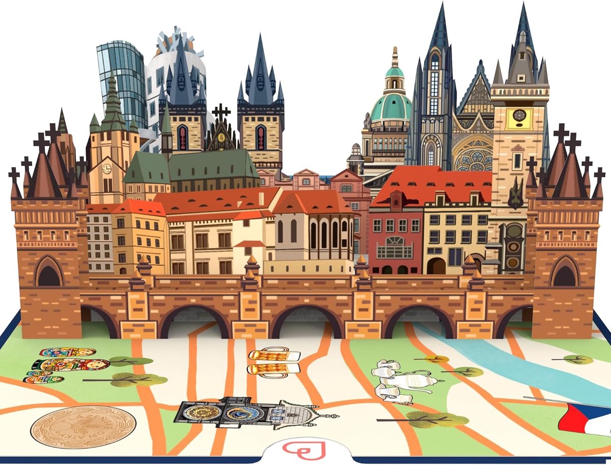 SnelShoppen - Papercrush Pop-up Kaart Praag - Verjaardagskaart of Geldcadeau voor Stedentrip - 3D Cadeaukaart voor Hotelbon voor 2 Personen